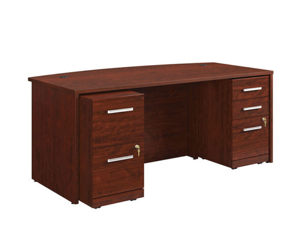 72" x 36" 3-File Double Ped Bowfront Desk - Image 2