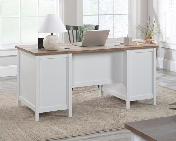 White Executive Pedestal Desk with Drawers - Image 3