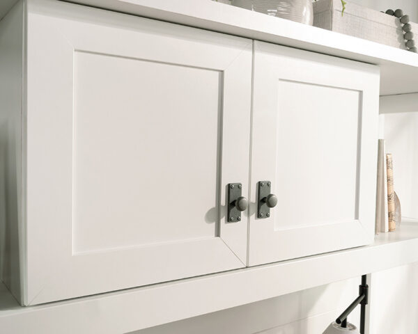 White Desktop Hutch Organizer with Doors - Image 5