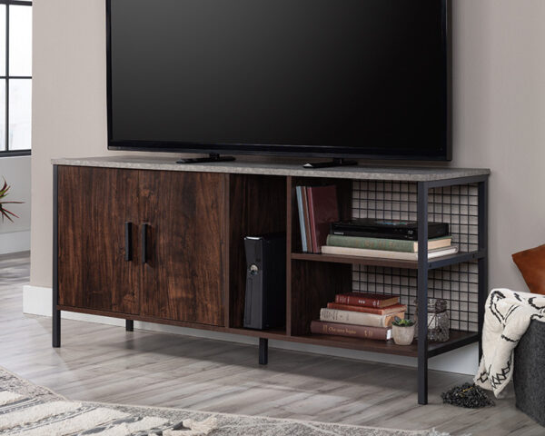 TV Credenza in Rich Walnut with Slate Gray