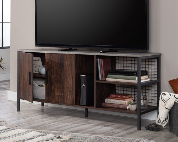 TV Credenza in Rich Walnut with Slate Gray - Image 2