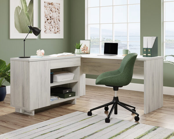 Desk with Credenza in Haze Acacia