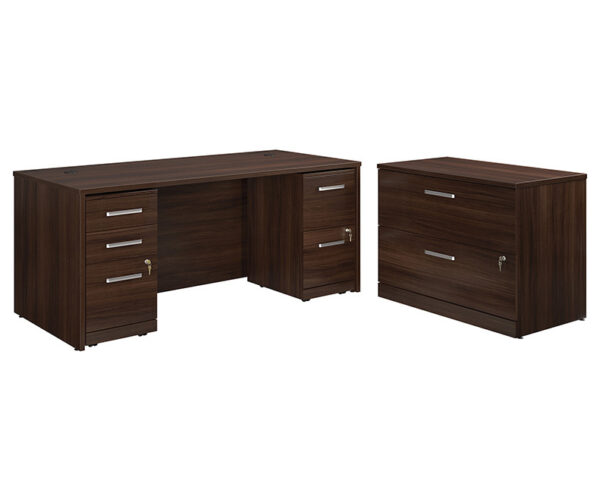 72" x 30" 3-File Double Ped Desk/Lat File