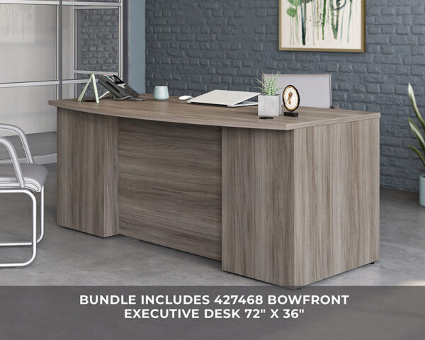 72" x 36" 1-File Single Ped Bowfront Desk - Image 2