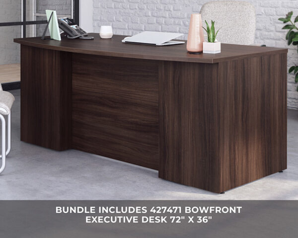 72" x 36" 4-File Double Ped Bowfront Desk - Image 3