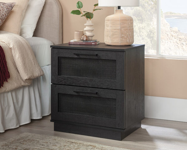 2-Drawer Rattan Bedside Table in Raven Oak
