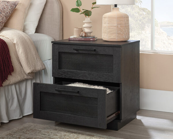 2-Drawer Rattan Bedside Table in Raven Oak - Image 2