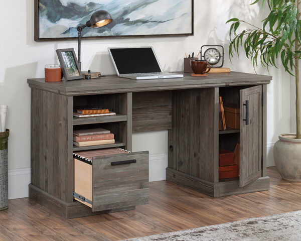 Double Ped Desk with Drawer in Pebble Pine - Image 2