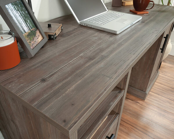 Double Ped Desk with Drawer in Pebble Pine - Image 4