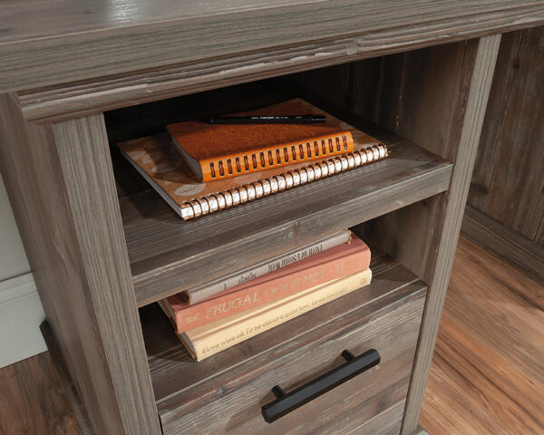 Double Ped Desk with Drawer in Pebble Pine - Image 5