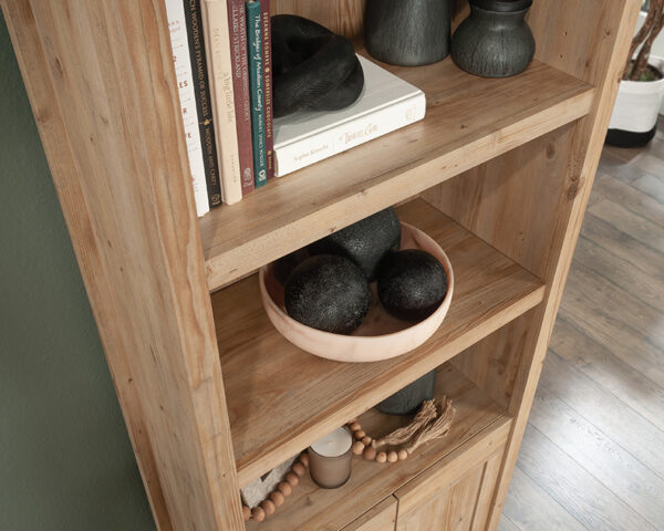 5-Shelf Bookcase with Doors in Khaki Pine - Image 5