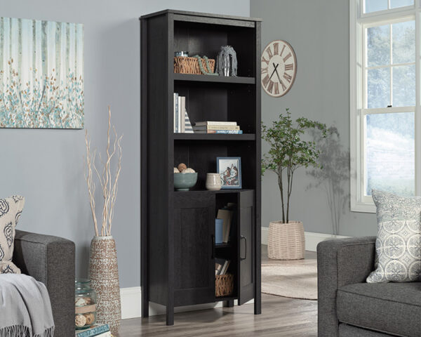 5-Shelf Bookcase with Doors in Raven Oak - Image 2