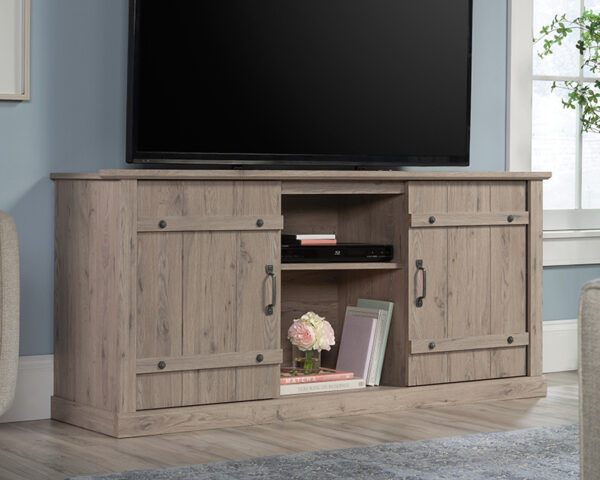 TV Credenza with Sliding Doors in Laurel Oak