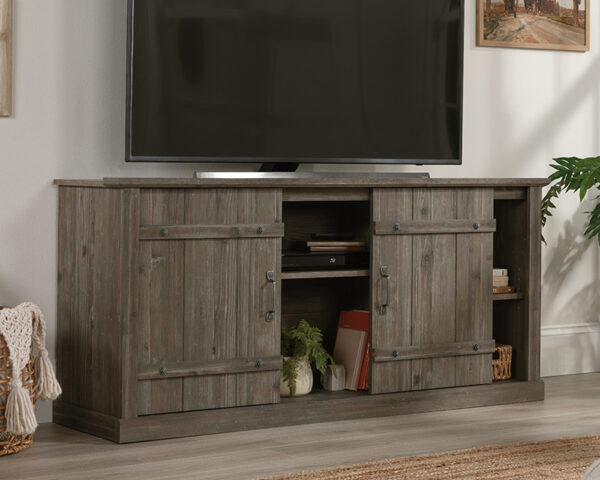TV Credenza with Sliding Doors in Pebble Pine - Image 2